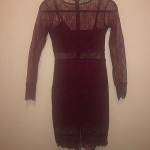 Deep red lace dress